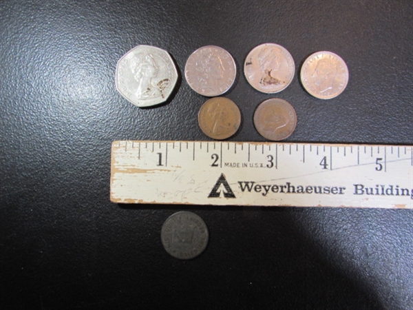 OLD MISSOURI SALES TAX RECEIPT COIN & COLLECTION OF FOREIGN COINS