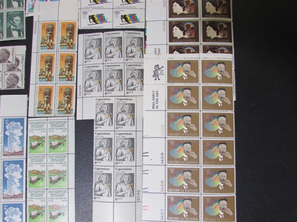 COLLECTION OF VINTAGE NH GUMMED POSTAGE STAMP BLOCKS & MINT BLOCK FILE WITH STAMPS
