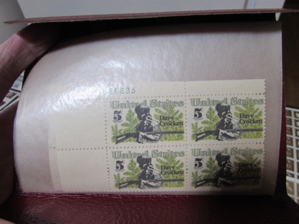 COLLECTION OF VINTAGE NH GUMMED POSTAGE STAMP BLOCKS & MINT BLOCK FILE WITH STAMPS