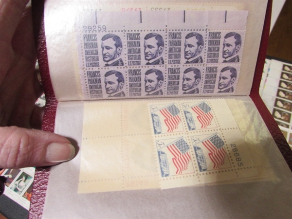 COLLECTION OF VINTAGE NH GUMMED POSTAGE STAMP BLOCKS & MINT BLOCK FILE WITH STAMPS