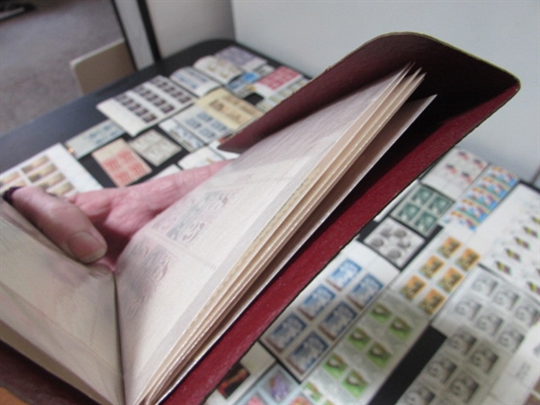 COLLECTION OF VINTAGE NH GUMMED POSTAGE STAMP BLOCKS & MINT BLOCK FILE WITH STAMPS