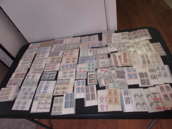 LARGE COLLECTION OF GLASSINE ENVELOPES WITH POSTAGE STAMP BLOCKS