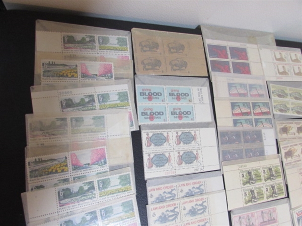 LARGE COLLECTION OF GLASSINE ENVELOPES WITH POSTAGE STAMP BLOCKS
