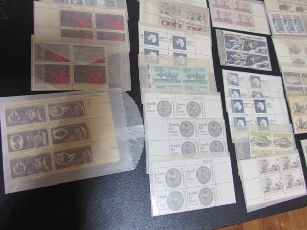LARGE COLLECTION OF GLASSINE ENVELOPES WITH POSTAGE STAMP BLOCKS