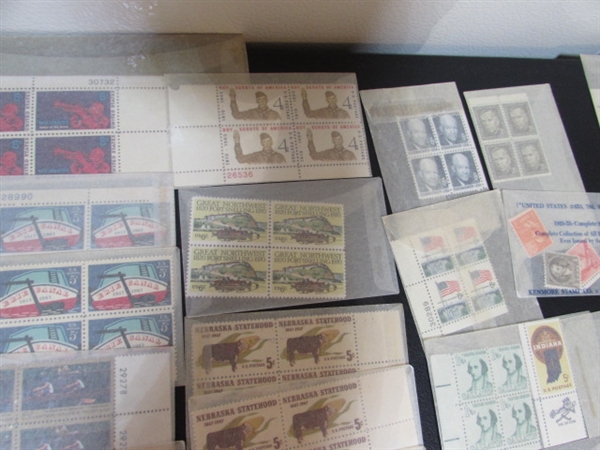 LARGE COLLECTION OF GLASSINE ENVELOPES WITH POSTAGE STAMP BLOCKS