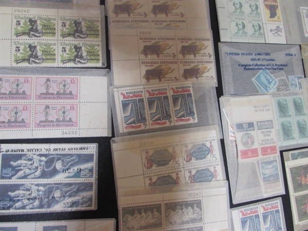 LARGE COLLECTION OF GLASSINE ENVELOPES WITH POSTAGE STAMP BLOCKS