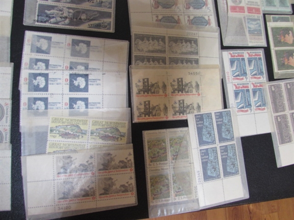 LARGE COLLECTION OF GLASSINE ENVELOPES WITH POSTAGE STAMP BLOCKS