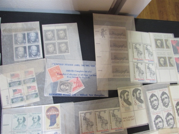 LARGE COLLECTION OF GLASSINE ENVELOPES WITH POSTAGE STAMP BLOCKS
