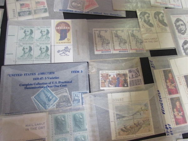 LARGE COLLECTION OF GLASSINE ENVELOPES WITH POSTAGE STAMP BLOCKS