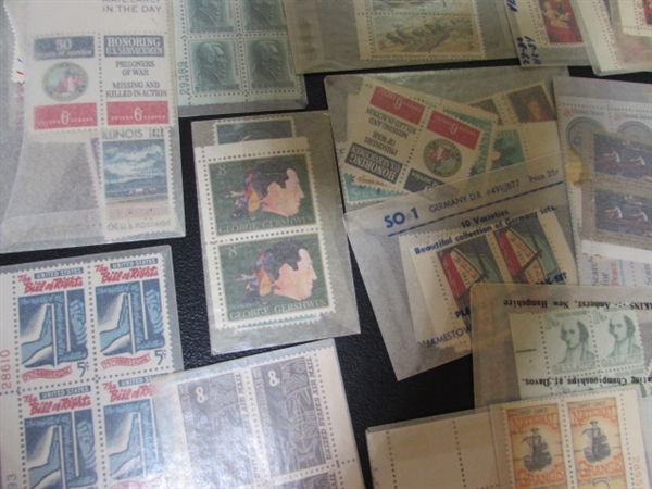 LARGE COLLECTION OF GLASSINE ENVELOPES WITH POSTAGE STAMP BLOCKS