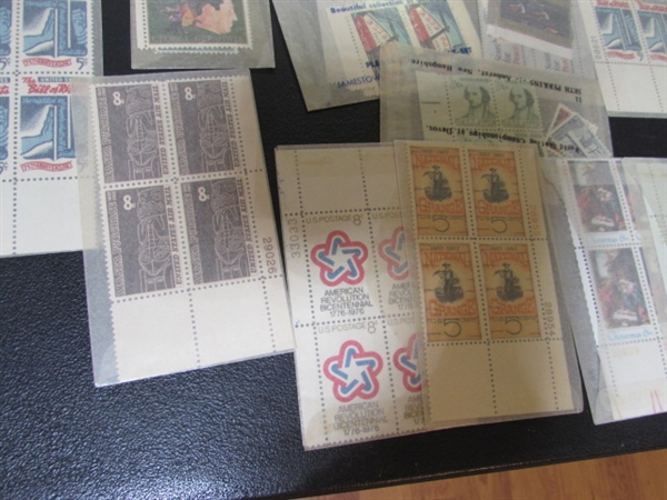 LARGE COLLECTION OF GLASSINE ENVELOPES WITH POSTAGE STAMP BLOCKS