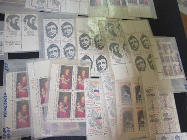 LARGE COLLECTION OF GLASSINE ENVELOPES WITH POSTAGE STAMP BLOCKS