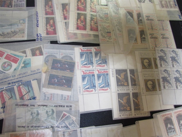 LARGE COLLECTION OF GLASSINE ENVELOPES WITH POSTAGE STAMP BLOCKS
