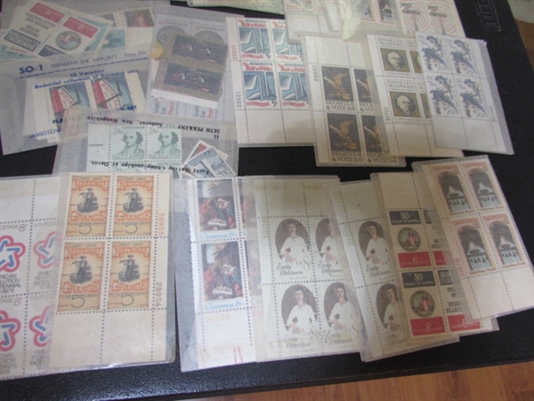 LARGE COLLECTION OF GLASSINE ENVELOPES WITH POSTAGE STAMP BLOCKS
