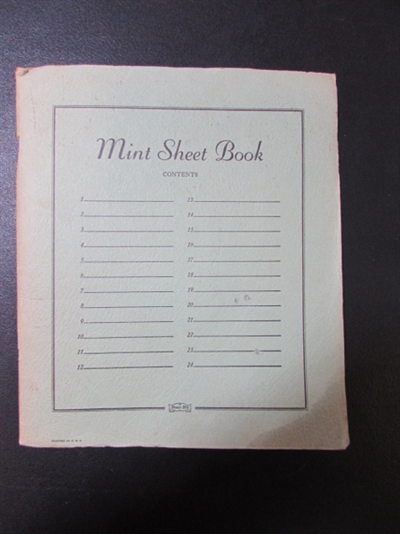 MINT SHEET BOOK FULL OF VINTAGE POSTAGE STAMP SHEETS - 24 PAGES