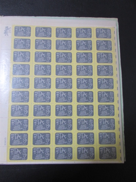MINT SHEET BOOK FULL OF VINTAGE POSTAGE STAMP SHEETS - 24 PAGES