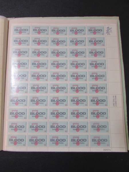 MINT SHEET BOOK FULL OF VINTAGE POSTAGE STAMP SHEETS - 24 PAGES