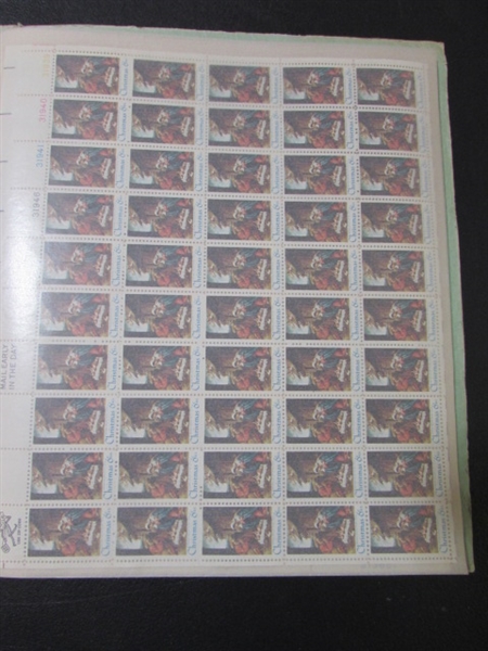 MINT SHEET BOOK FULL OF VINTAGE POSTAGE STAMP SHEETS - 24 PAGES
