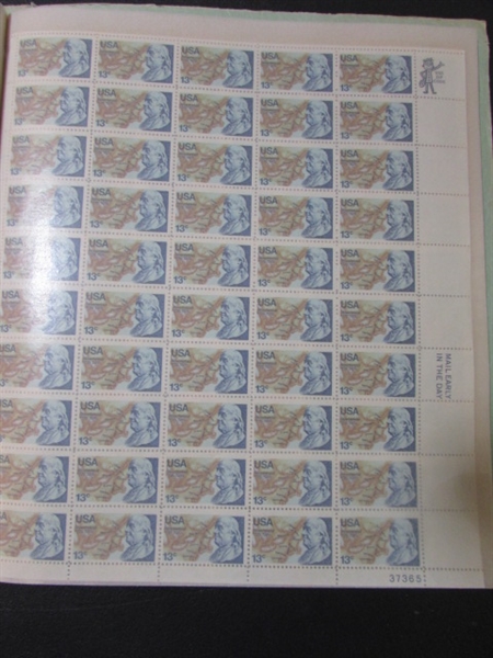 MINT SHEET BOOK FULL OF VINTAGE POSTAGE STAMP SHEETS - 24 PAGES