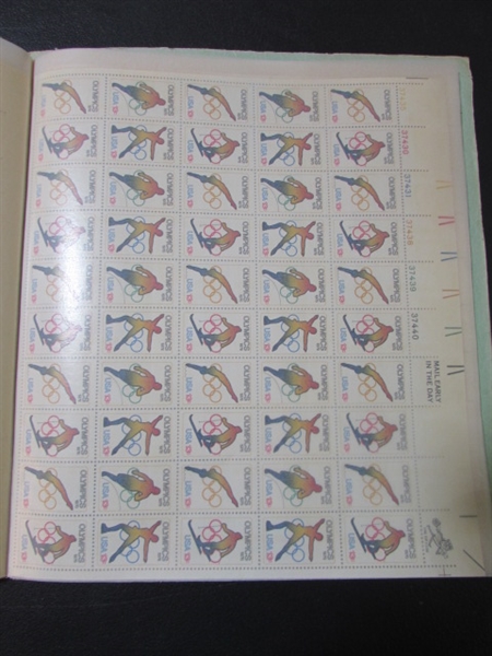 MINT SHEET BOOK FULL OF VINTAGE POSTAGE STAMP SHEETS - 24 PAGES