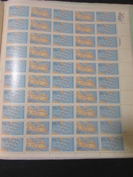 MINT SHEET BOOK FULL OF VINTAGE POSTAGE STAMP SHEETS - 24 PAGES