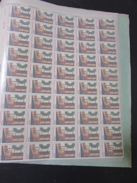 MINT SHEET BOOK FULL OF VINTAGE POSTAGE STAMP SHEETS - 24 PAGES