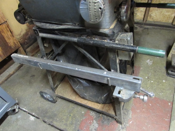 VINTAGE CRAFTSMAN TABLE SAW ON STAND WITH EXTRA BLADES - WORKS