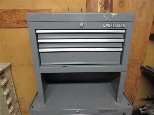 2 TIER CRAFTSMAN TOOL BOX WITH CONTENTS - NO KEYS