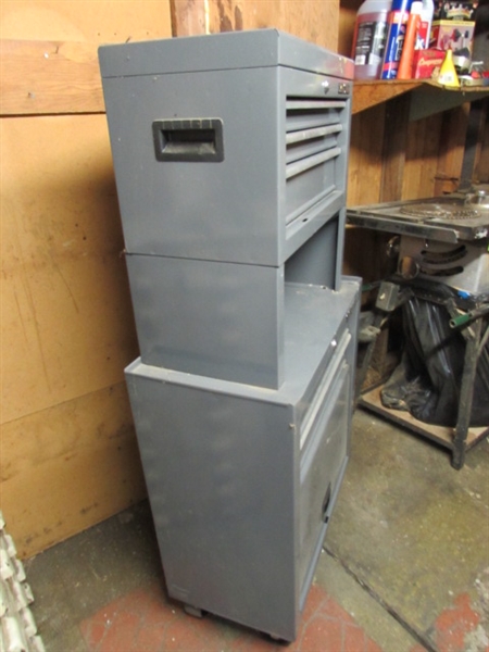 2 TIER CRAFTSMAN TOOL BOX WITH CONTENTS - NO KEYS