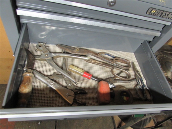 2 TIER CRAFTSMAN TOOL BOX WITH CONTENTS - NO KEYS