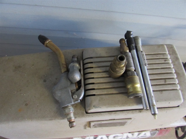 SANBORN MAGNA FORCE 2HP AIR COMPRESSOR (WORKS), IMPACT WRENCH & MORE