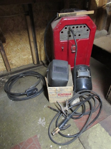 POWR-KRAFT 180 AC ARC WELDER, LEADS, WELDING HELMETS & MORE
