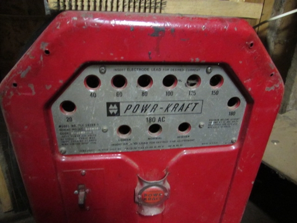 POWR-KRAFT 180 AC ARC WELDER, LEADS, WELDING HELMETS & MORE