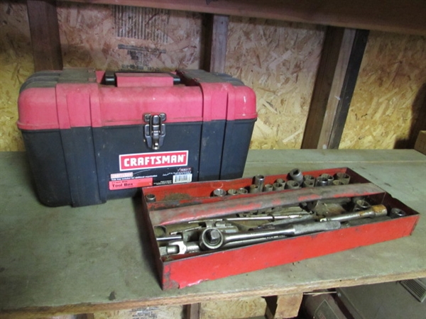 CRAFTSMAN TOOL BOX & TOOL TRAY WITH TOOLS