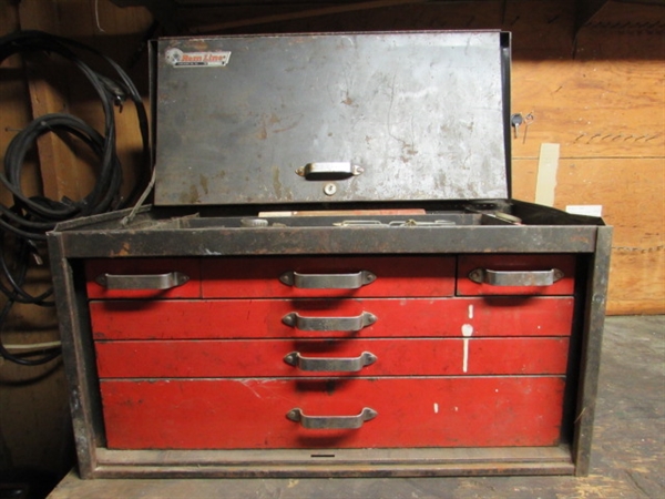 BENCHTOP TOOL BOX WITH ASSORTED TOOLS