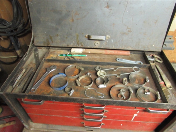 BENCHTOP TOOL BOX WITH ASSORTED TOOLS