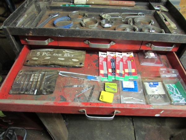 BENCHTOP TOOL BOX WITH ASSORTED TOOLS