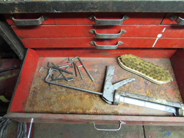 BENCHTOP TOOL BOX WITH ASSORTED TOOLS