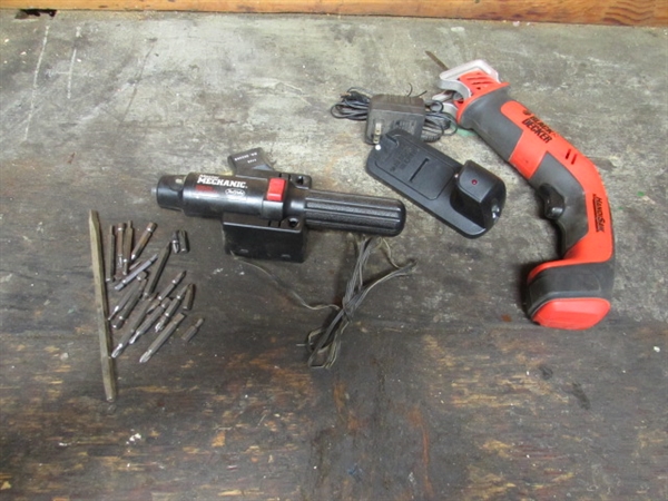 CORDLESS SCREWDRIVER & BITS & CORDLESS HANDISAW (BOTH WORK)