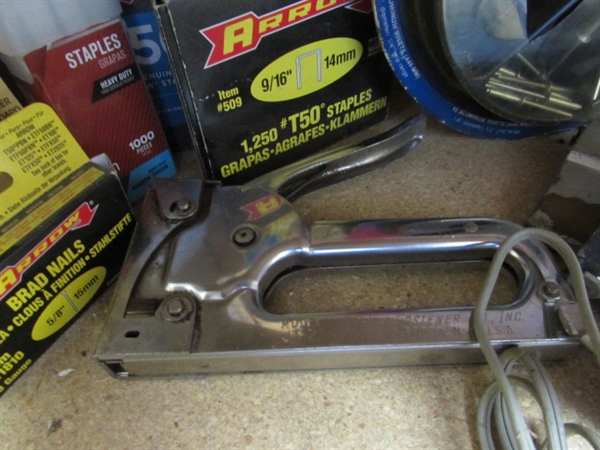 GLUE GUN, STAPLER, RIVET GUNS + GLUE STICKS, STAPLES & RIVETS
