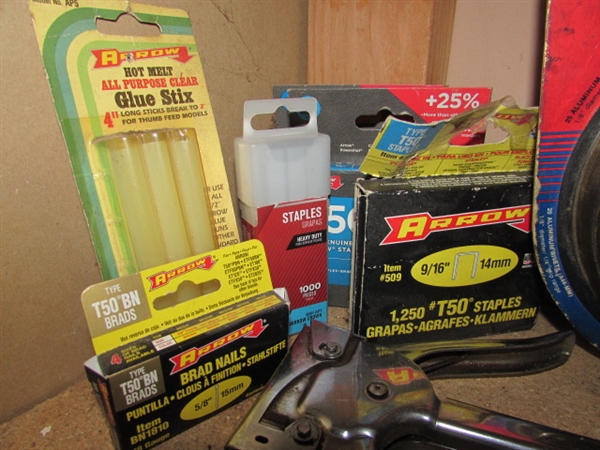 GLUE GUN, STAPLER, RIVET GUNS + GLUE STICKS, STAPLES & RIVETS