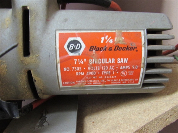 BLACK & DECKER 1.25 HP 7.25 CIRCULAR SAW (WORKS) & BLADES