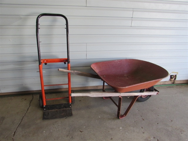 CONVERTIBLE HAND TRUCK/CART & WHEELBARROW (TIRE IS FLAT)