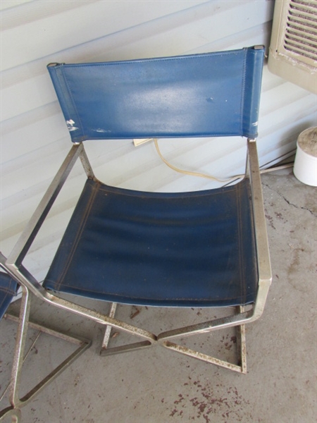 HAND CRAFTED TABLE & 2 VINTAGE CHROME FRAMED CHAIRS