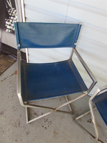 HAND CRAFTED TABLE & 2 VINTAGE CHROME FRAMED CHAIRS
