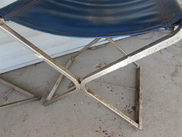 HAND CRAFTED TABLE & 2 VINTAGE CHROME FRAMED CHAIRS
