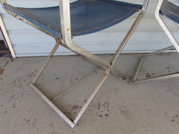 HAND CRAFTED TABLE & 2 VINTAGE CHROME FRAMED CHAIRS