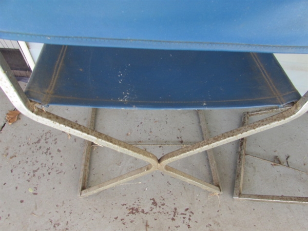 HAND CRAFTED TABLE & 2 VINTAGE CHROME FRAMED CHAIRS