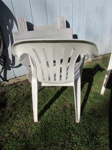 OUTDOOR CHAIRS & FOLDING WOODEN TABLES