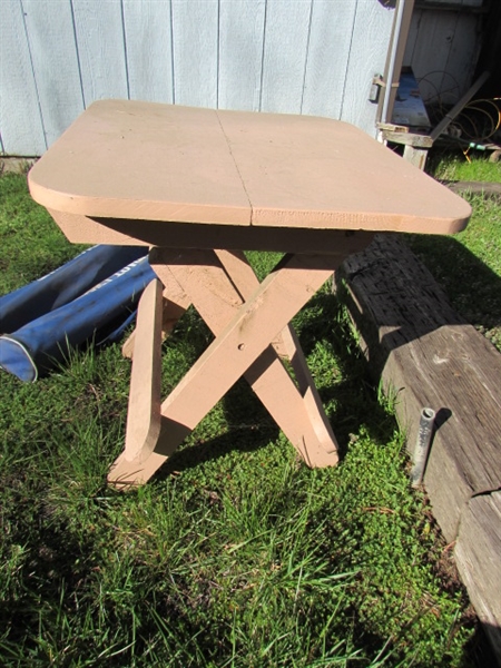 OUTDOOR CHAIRS & FOLDING WOODEN TABLES